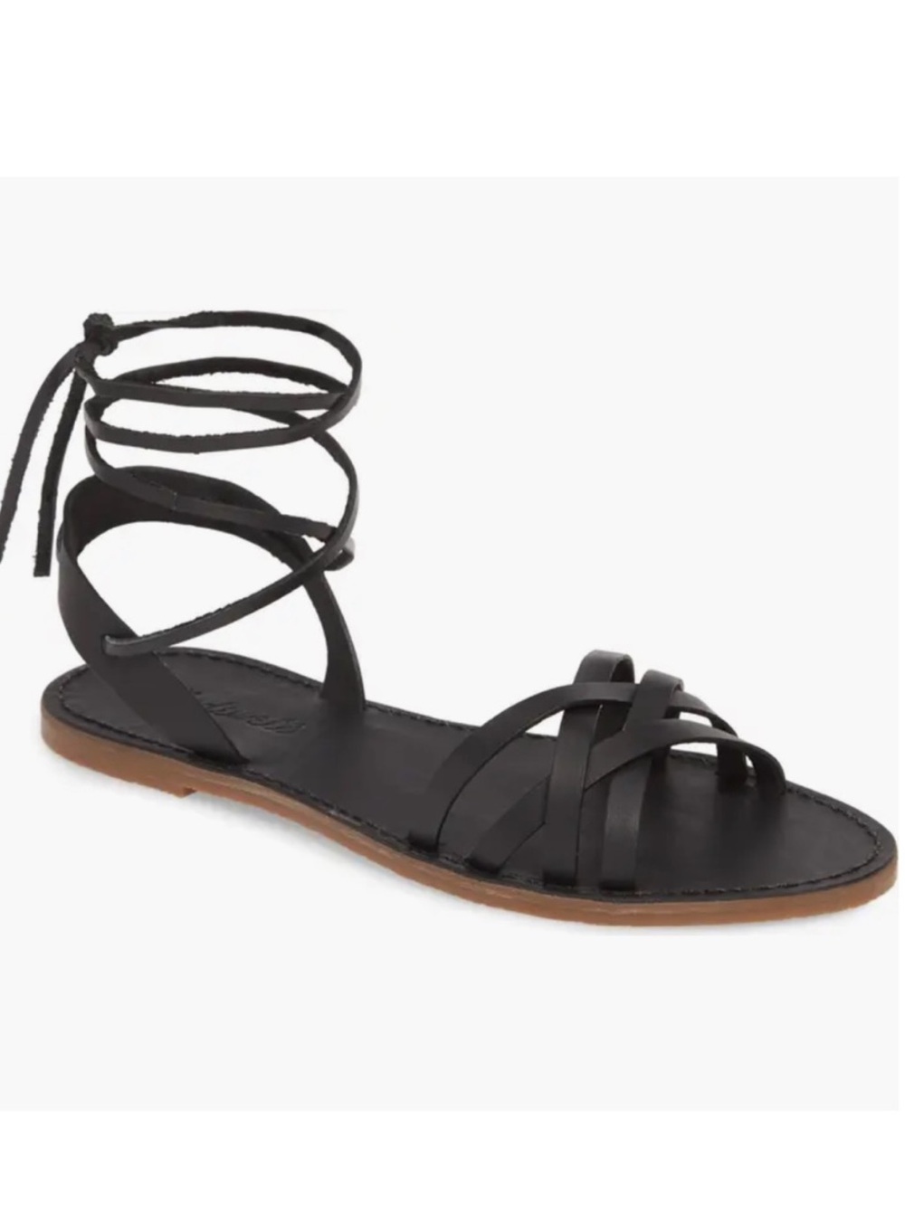 Madewell Black Lace-Up Wrap Sandals